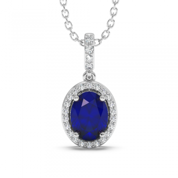 Pendant with 1.17 ct Sapphire and 0.10 ct side diamonds