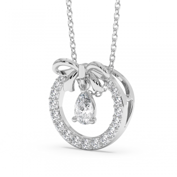 Pendant with a 0.25ct Pear Cut Diamond and 0.25ct Round Diamonds