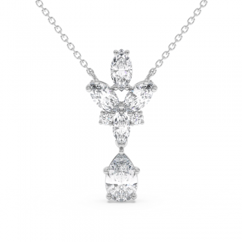 Pendant with a 0.81ct Pear Cut Diamond, 1.16ct Marquise Cut Diamonds and 0.06ct Round Diamonds
