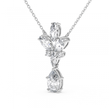 Pendant with a 0.81ct Pear Cut Diamond, 1.16ct Marquise Cut Diamonds and 0.06ct Round Diamonds