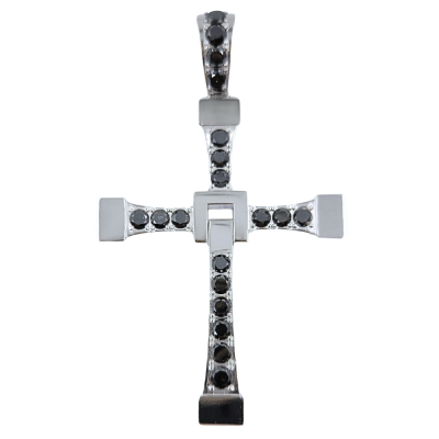 Diesel Cross pendant with 8.01 ct black diamonds