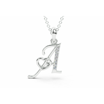 Initial A Pendant with Diamonds 0.03ct