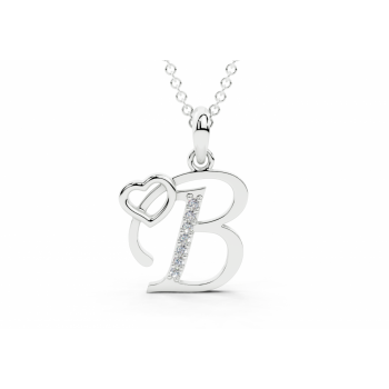 Initial B Pendant with Diamonds 0.03ct