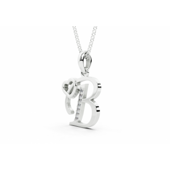 Initial B Pendant with Diamonds 0.03ct