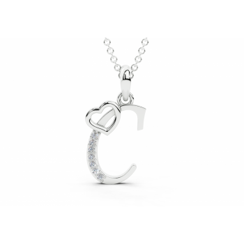 Initial C Pendant with Diamonds 0.03ct