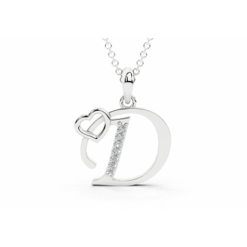 Initial D Pendant with Diamonds 0.03ct