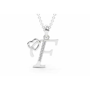 Initial F Pendant with Diamonds 0.03ct
