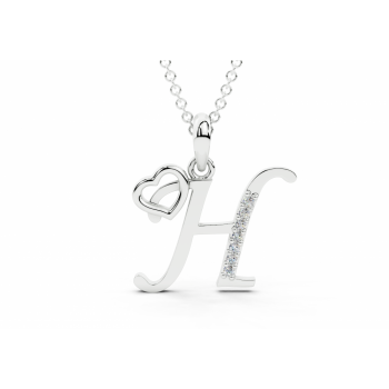 Initial H Pendant with Diamonds 0.03ct