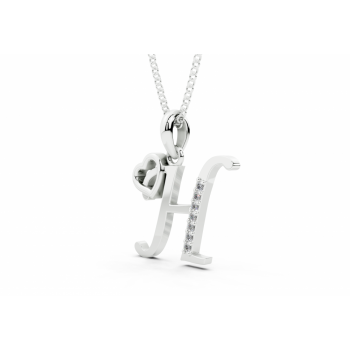 Initial H Pendant with Diamonds 0.03ct
