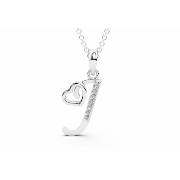 Initial J Pendant with Diamonds 0.03ct