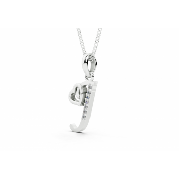 Initial J Pendant with Diamonds 0.03ct