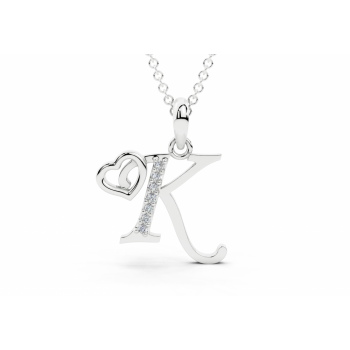 Initial K Pendant with Diamonds 0.03ct