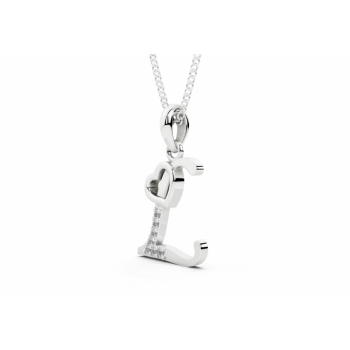 Initial L Pendant with Diamonds 0.03ct