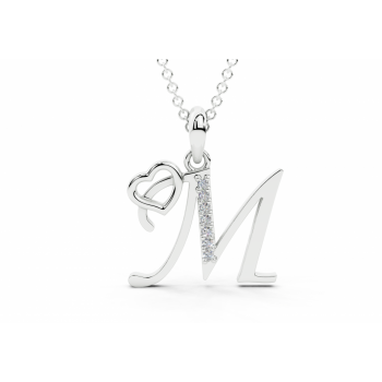 Initial M Pendant with Diamonds 0.03ct