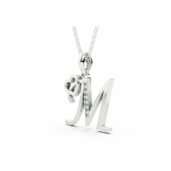 Initial M Pendant with Diamonds 0.03ct