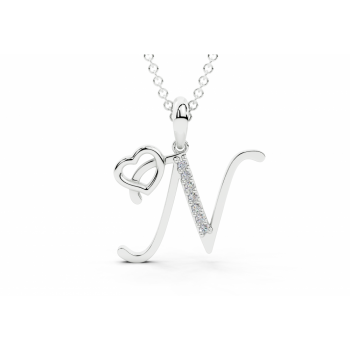 Initial N Pendant with Diamonds 0.03ct