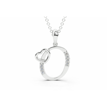Initial O Pendant with Diamonds 0.03ct