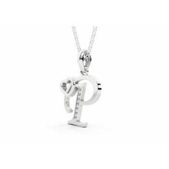 Initial P Pendant with Diamonds 0.03ct