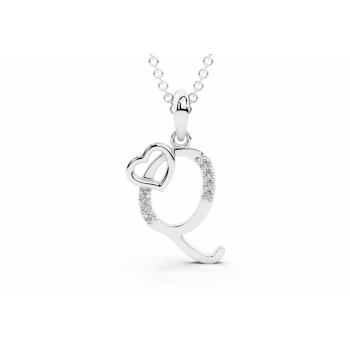 Initial Q Pendant with Diamonds 0.03ct