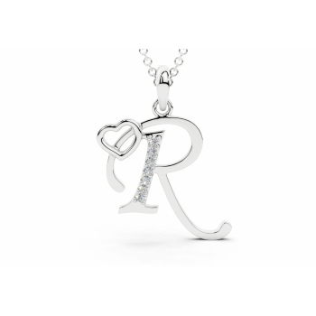 Initial R Pendant with Diamonds 0.03ct