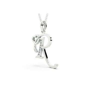 Initial R Pendant with Diamonds 0.03ct
