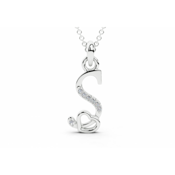 Initial S Pendant with Diamonds 0.03ct