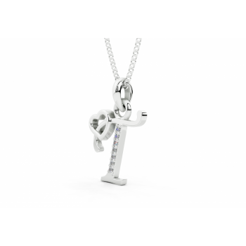 Initial T Pendant with Diamonds 0.03ct