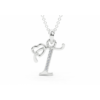 Initial T Pendant with Diamonds 0.03ct