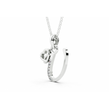 Initial U Pendant with Diamonds 0.03ct