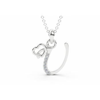 Initial U Pendant with Diamonds 0.03ct