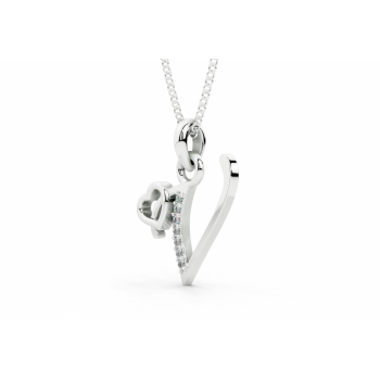 Initial V Pendant with Diamonds 0.03ct