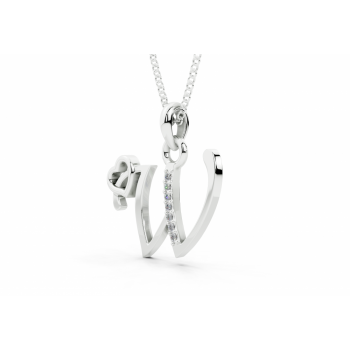 Initial W Pendant with Diamonds 0.03ct