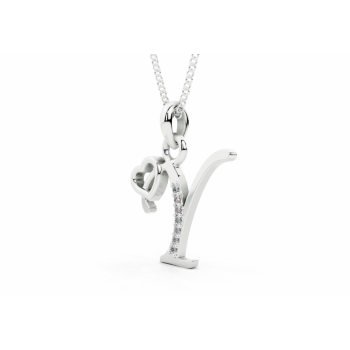Initial Y Pendant with Diamonds 0.03ct