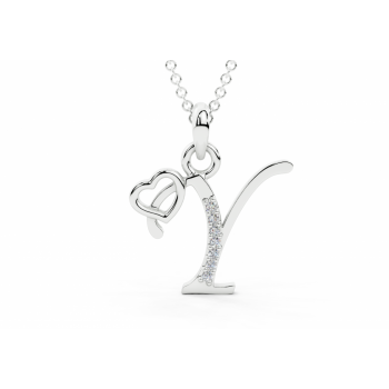 Initial Y Pendant with Diamonds 0.03ct