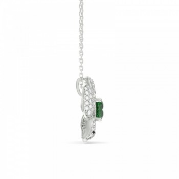 Royal Flower Pendant with 0.75 ct Diamonds and 1.00 ct Emerald