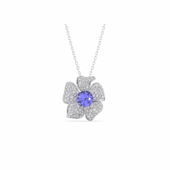 Royal Flower Pendant with 0.75 ct Diamonds and 1.00 ct Tanzanite