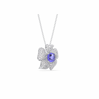 Royal Flower Pendant with 0.75 ct Diamonds and 1.00 ct Tanzanite