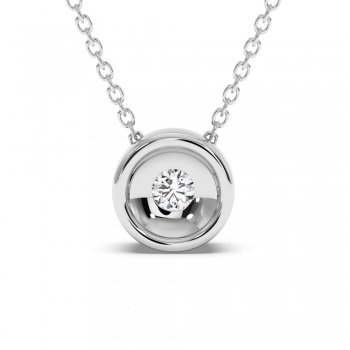 Solitaire pendant in white gold with a 0.10 ct diamond