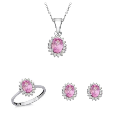 Set with 0.46 ct Diamonds and 1.85 ct Pink Sapphire