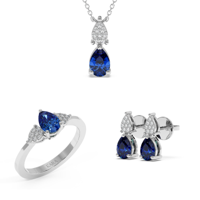 Set with 1.87 ct Sapphires and 0.18 ct Diamonds