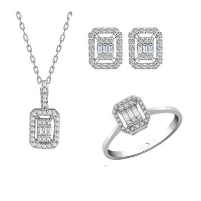 Jewelry Set with 0.42 ct Baget Diamonds and 0.69 ct round diamonds