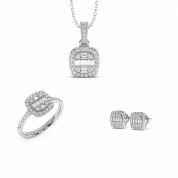 Jewelry Set with 0.49 ct Baget Diamonds and 0.89 ct round diamonds