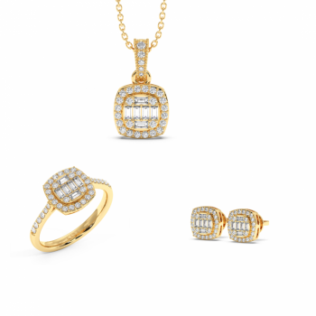 Jewelry Set with 0.49 ct Baget Diamonds and 0.89 ct round diamonds