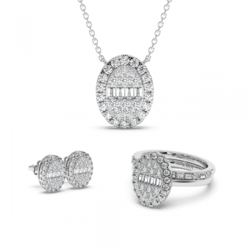 Jewelry Set with 0.54 ct Baget Diamonds and 2.08 ct round diamonds