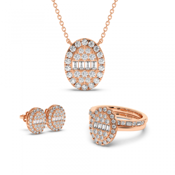 Jewelry Set with 0.54 ct Baget Diamonds and 2.08 ct round diamonds