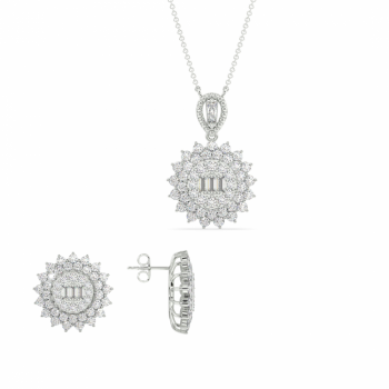 Jewelry Set with 0.82 ct Baget Diamonds and 3.61 ct round diamonds