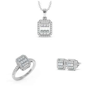 Jewelry Set with 1.15 ct Baget Diamonds and 1.35 ct round diamonds
