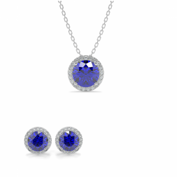 Jewelry Set with 0.41 ct Diamonds and 1.96 ct Tanzanite