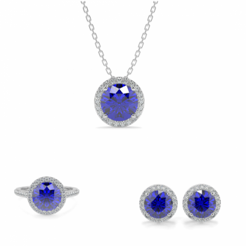 Jewelry Set with 0.71 ct Diamonds and 2.50 ct Tanzanite