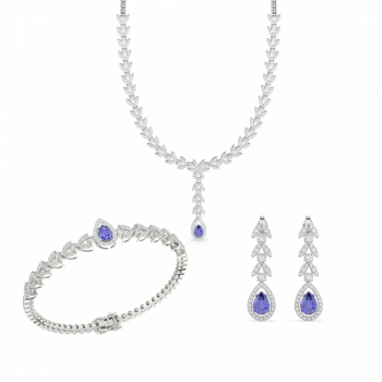 Jewelry Set with 5.86 ct Diamonds and 2.38 ct Tanzanite